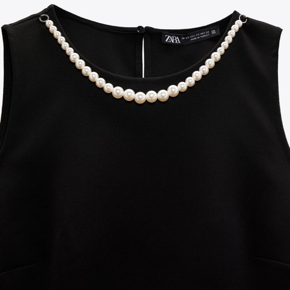 NWT Zara Pearl Peplum Top - Picture 8 of 11